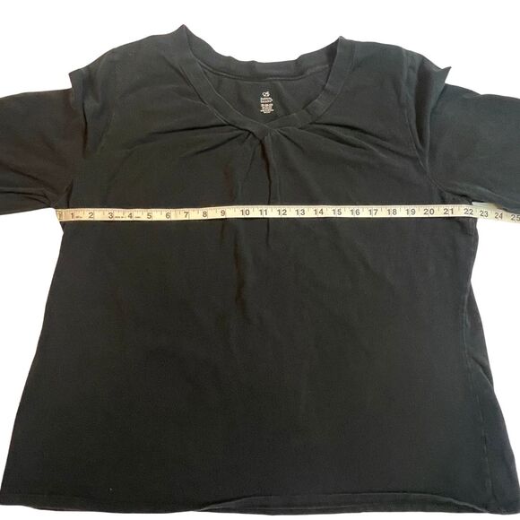 Bobby Brooks Shirt Women 2X Black Basic Classic Casual Blouse V Neck Comfort Top - Picture 3 of 8